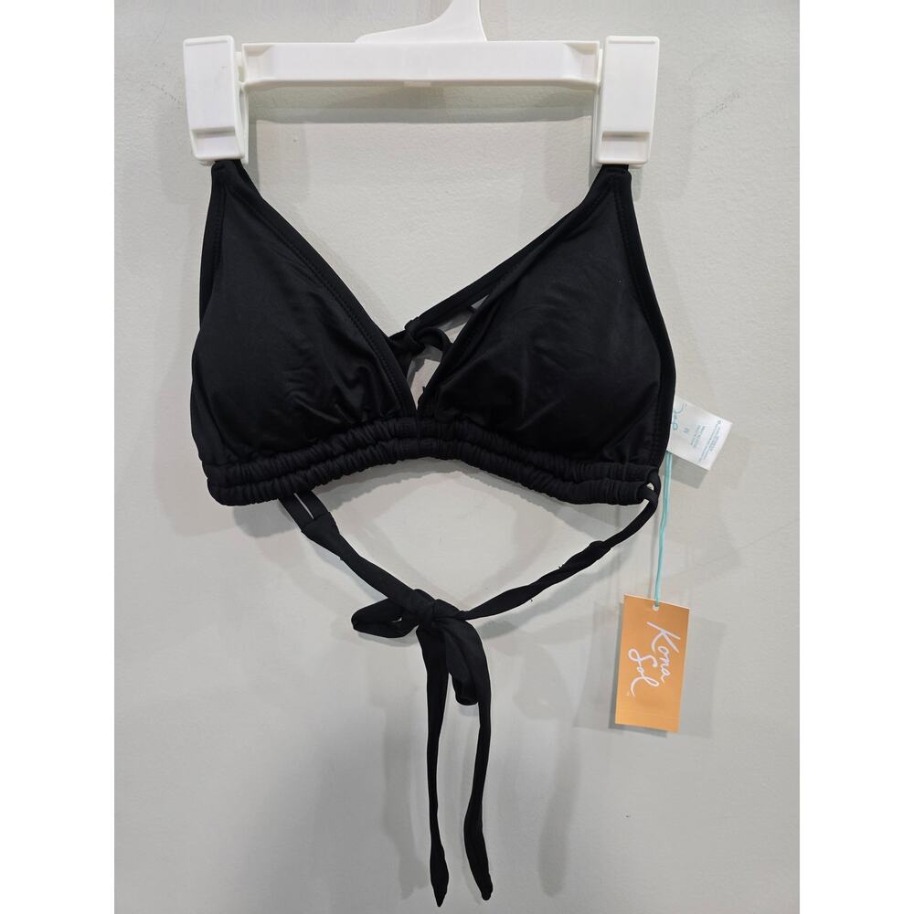 *Kona Sol* Women's Size Med - Black Bikini Top w/Removable Pads *NWT* MSRP $20